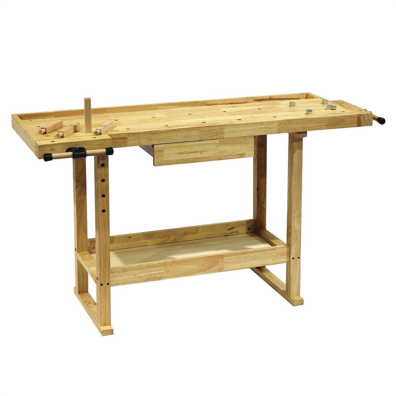 Établi de travail banc de rabotage aménagement atelier outils 145 x 86 cm  bois helloshop26 16_0000513 - Conforama