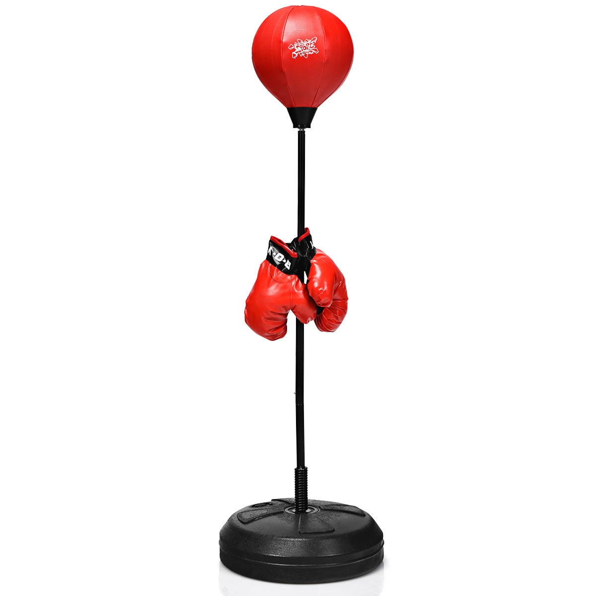 Sac de boxe punching ball sur pied hauteur réglable 120-154 cm avec gant  pompe à main gonflable helloshop26 20_0001064 - Conforama