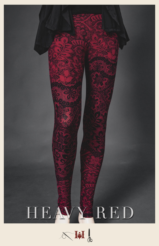 Red and black lace gothic leggings – HeavyRed