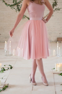 Lulu // Blush Pink Midi Tulle Skirt