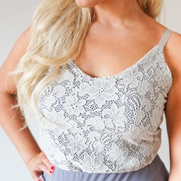 grey lace camisole top