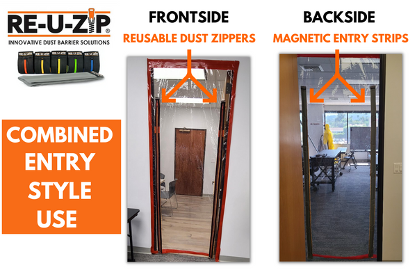 reuzip magnetic and reusable dust barrier zipper combined use