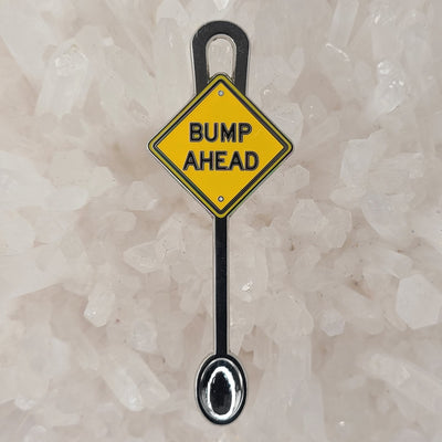 Bump Ahead Sign Mini Spoon Glow Enamel Silver Metal Pendant, Mythical  Merch