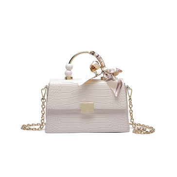 KEYON White Croc-Embossed Convertible Bucket Bag, Best Price and Reviews