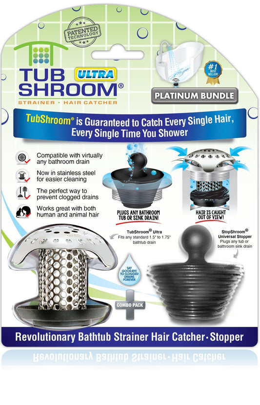 SinkShroom (Chrome Edition) The Hair Catcher That Prevents Clogged Bat