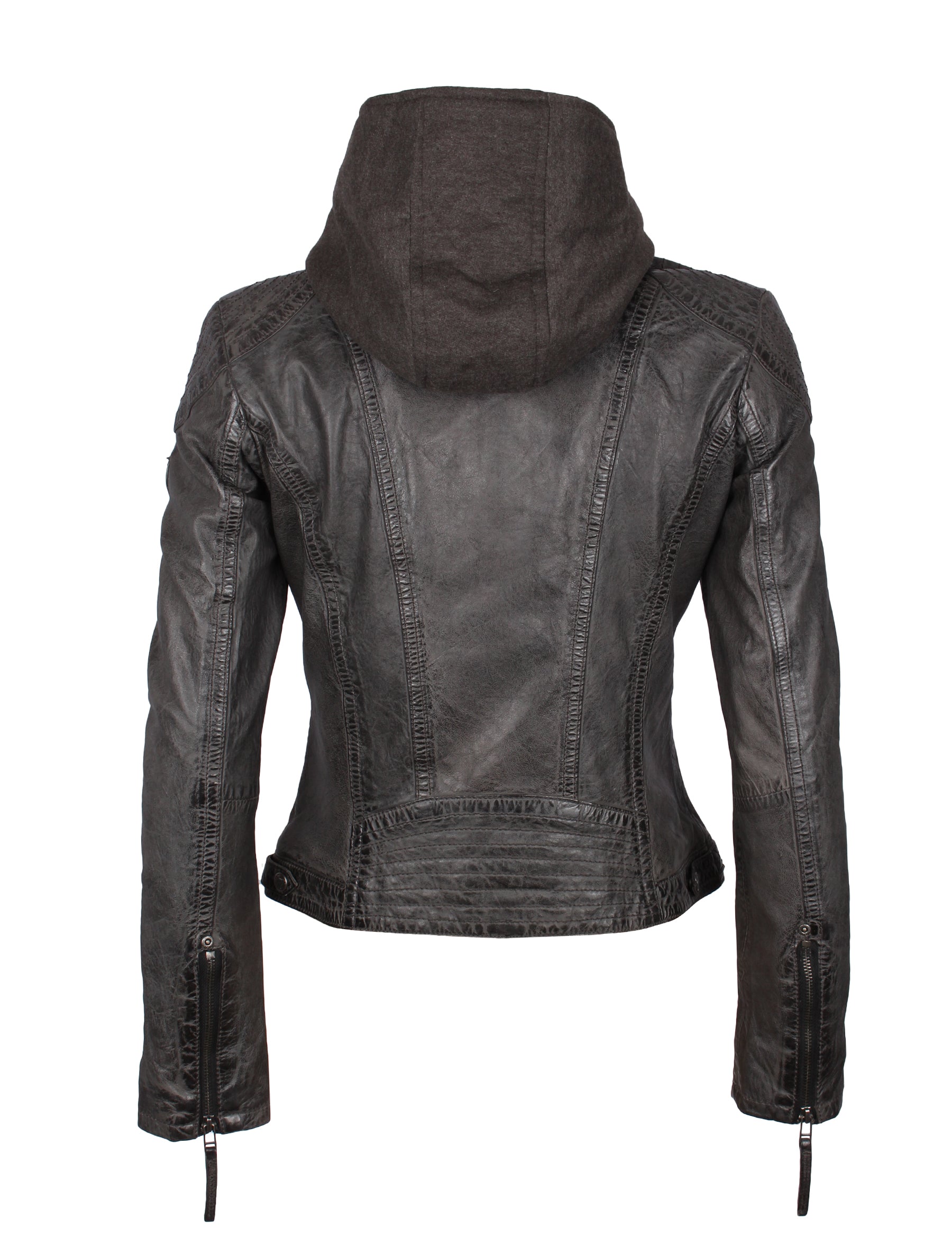 Damen Bikerjacke Lederjacke mit abnehmbarer Kapuze - G2WTaryn SF LASHV