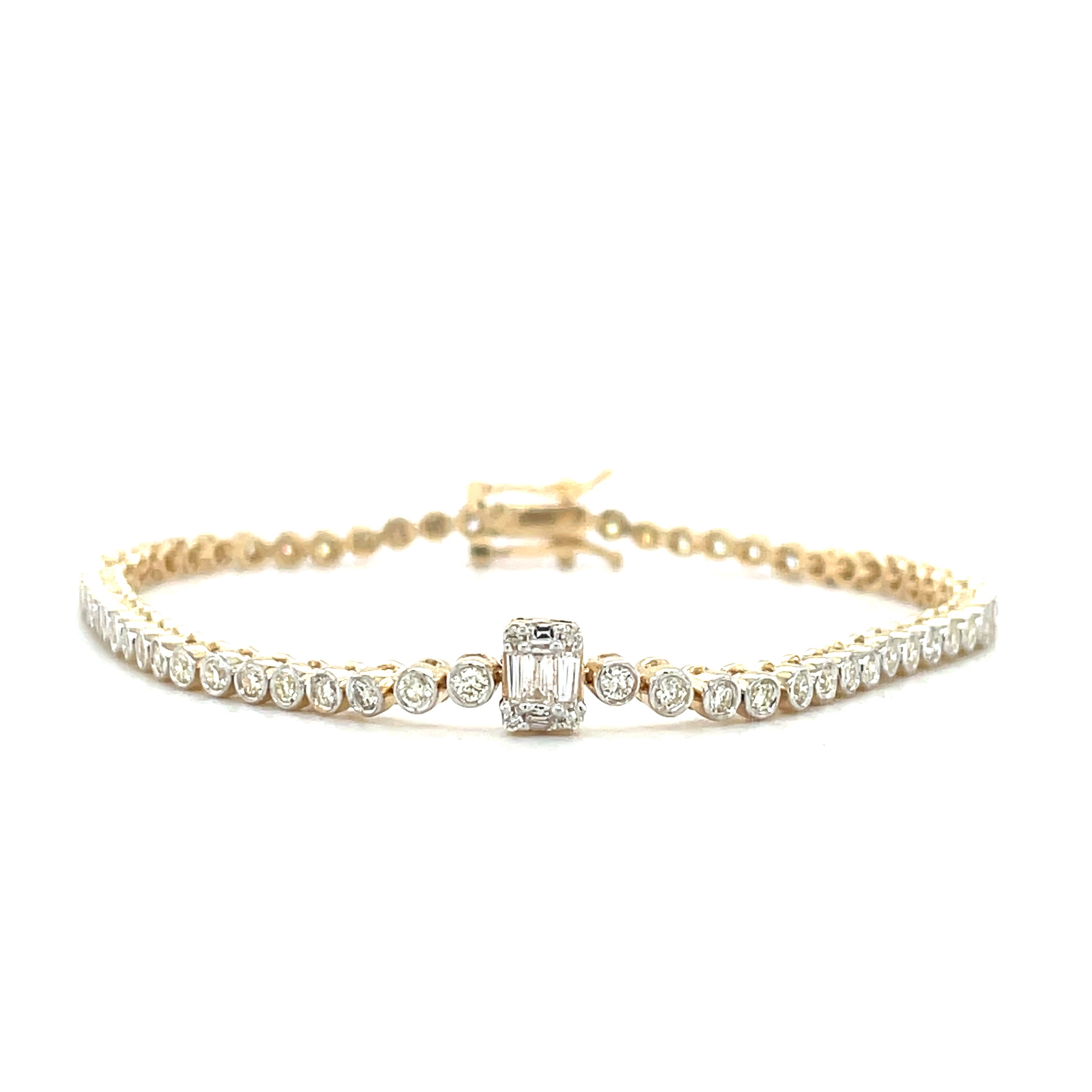 24K Gold Plated Cz Diamond Beautiful Tennis Bracelet – Tooba Gallery