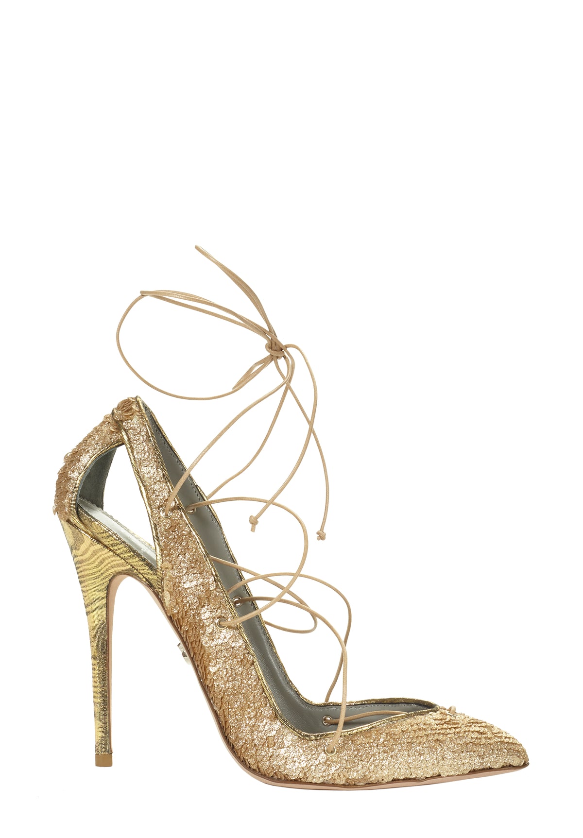 MASHA GOLD SEQUIN LACE-UP PUMP – Monika 