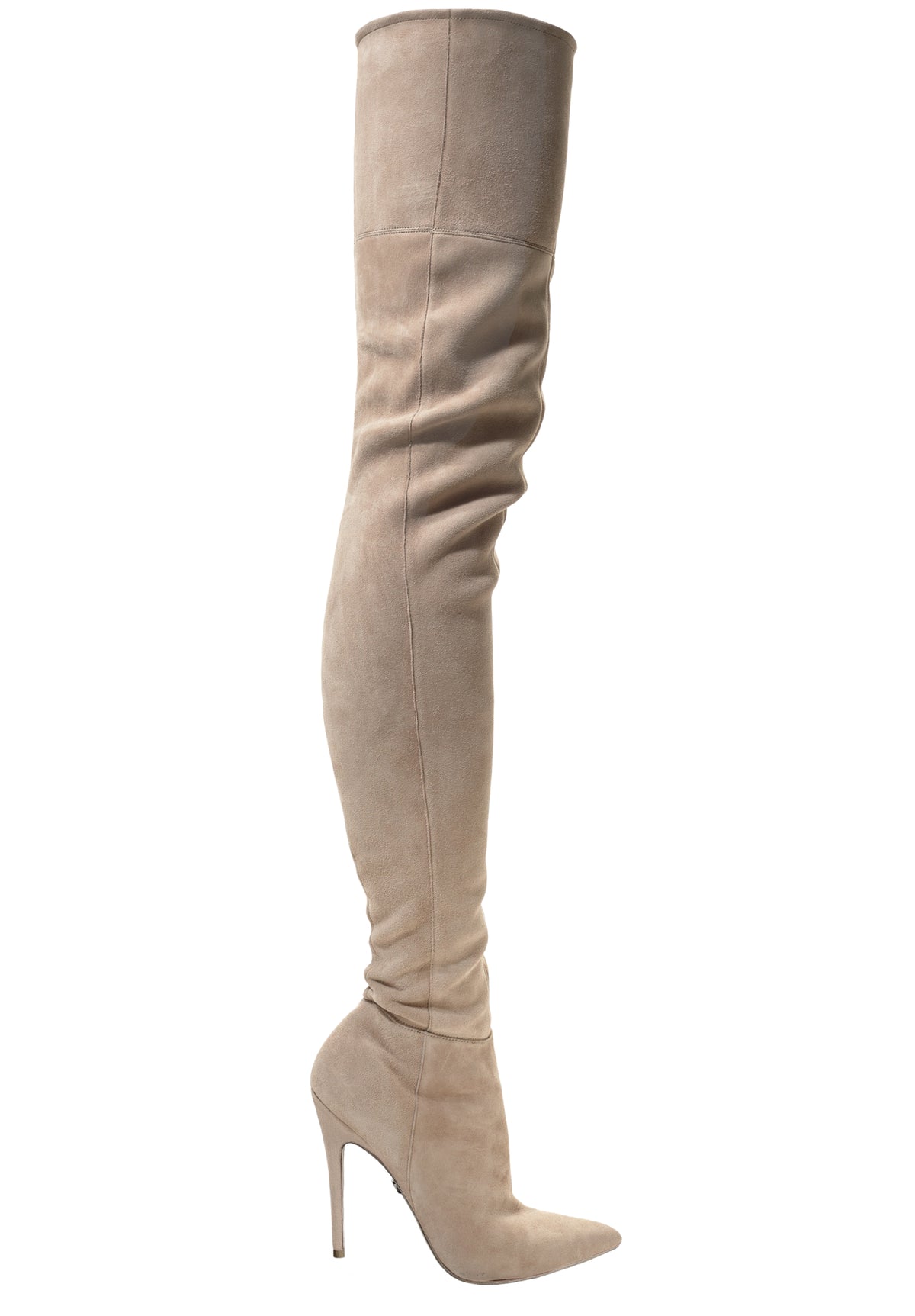 cream suede knee high boots