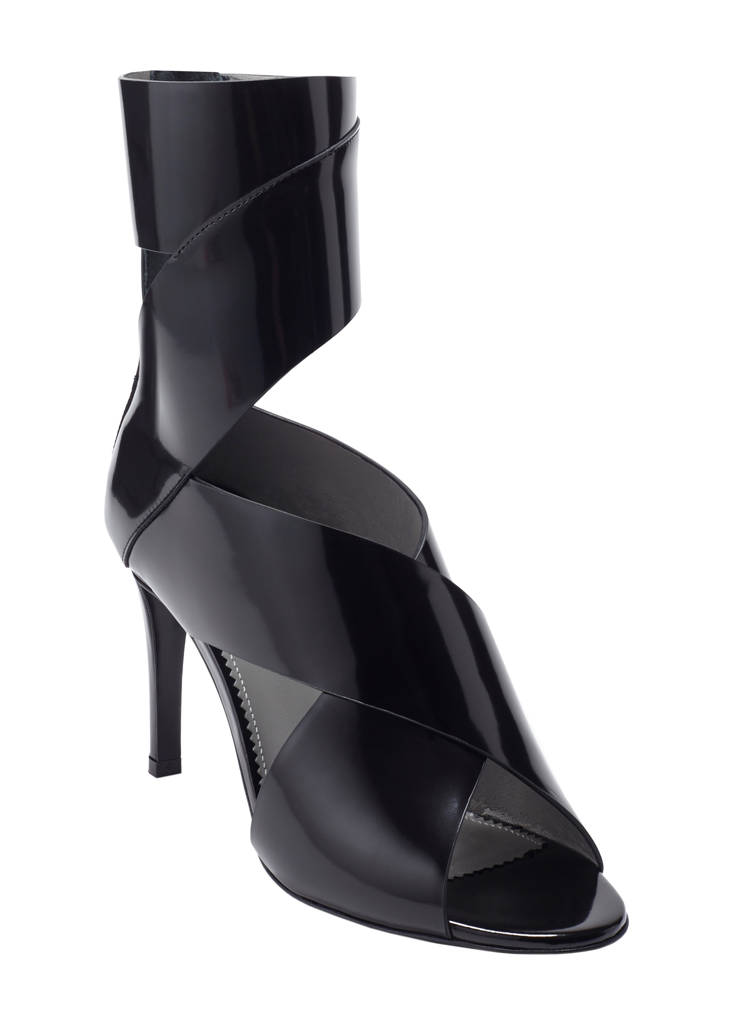 NADJA BLACK BRUSHED CALF SANDAL