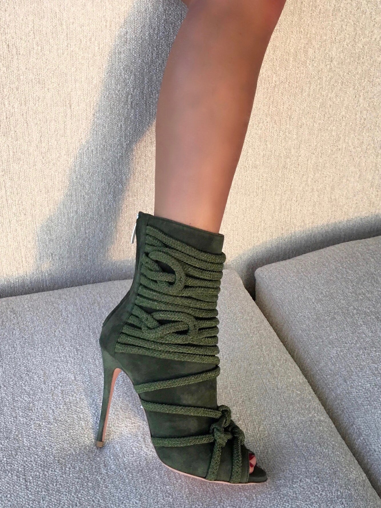 TALITA ARMY GREEN SUEDE & ROPE BOOTIES – Monika Chiang