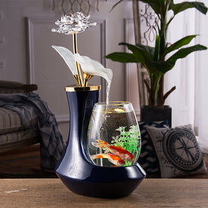 Exquisite Ceramic Fountain Office Desktop Gift Mini Aquarium Fish