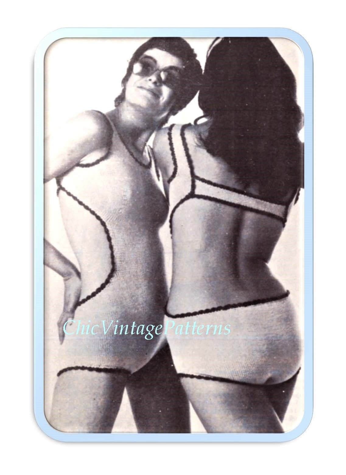  Vintage Knitting PATTERN to make - 50s Bikini Swimsuit Bra  Shorts. NOT a finished item, this is a pattern and/or instructions to make  the item only. : Arts, Crafts & Sewing