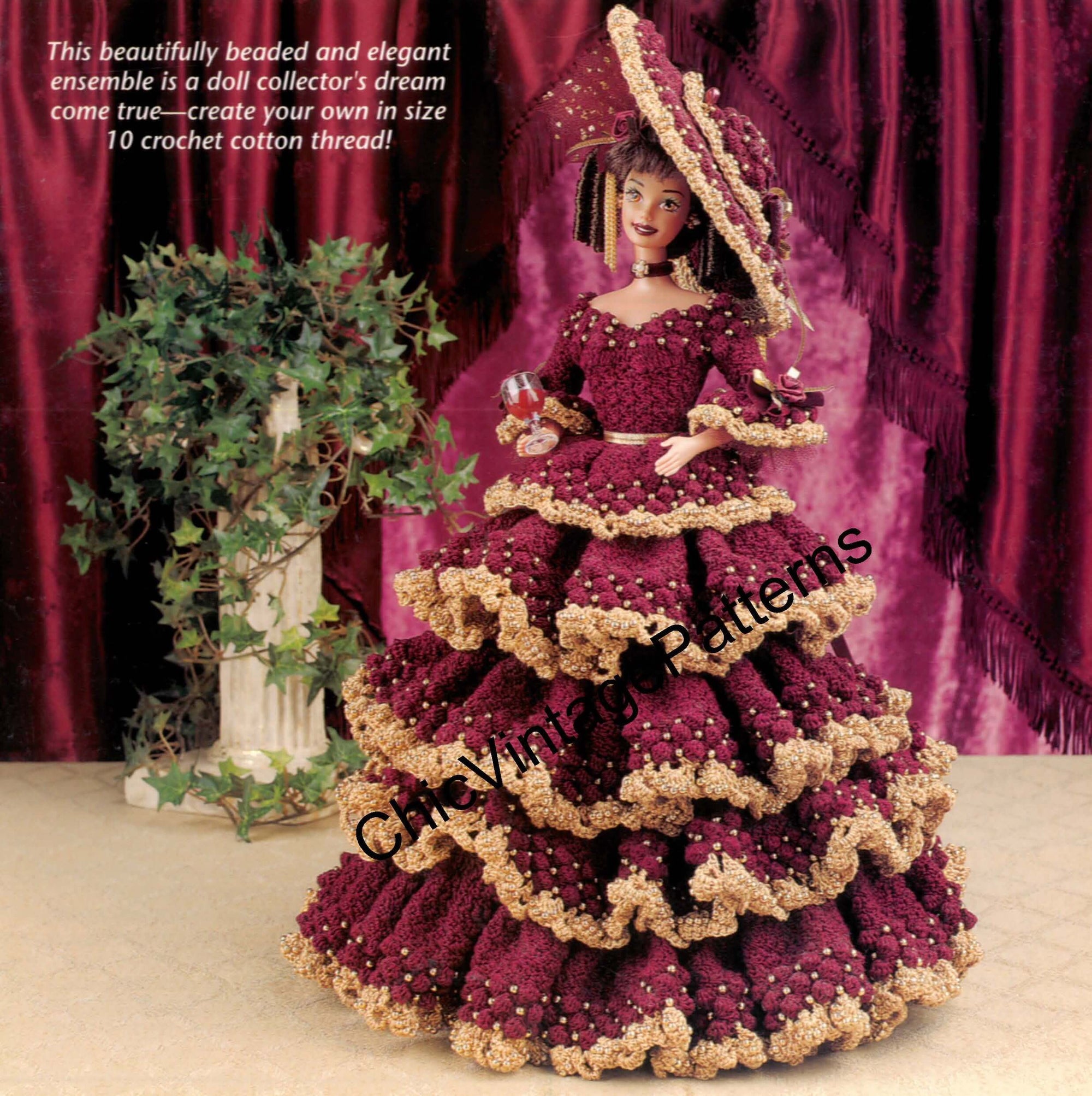 READY TO PARTY!  Crochet Princess Dress for Dolls (portuguese