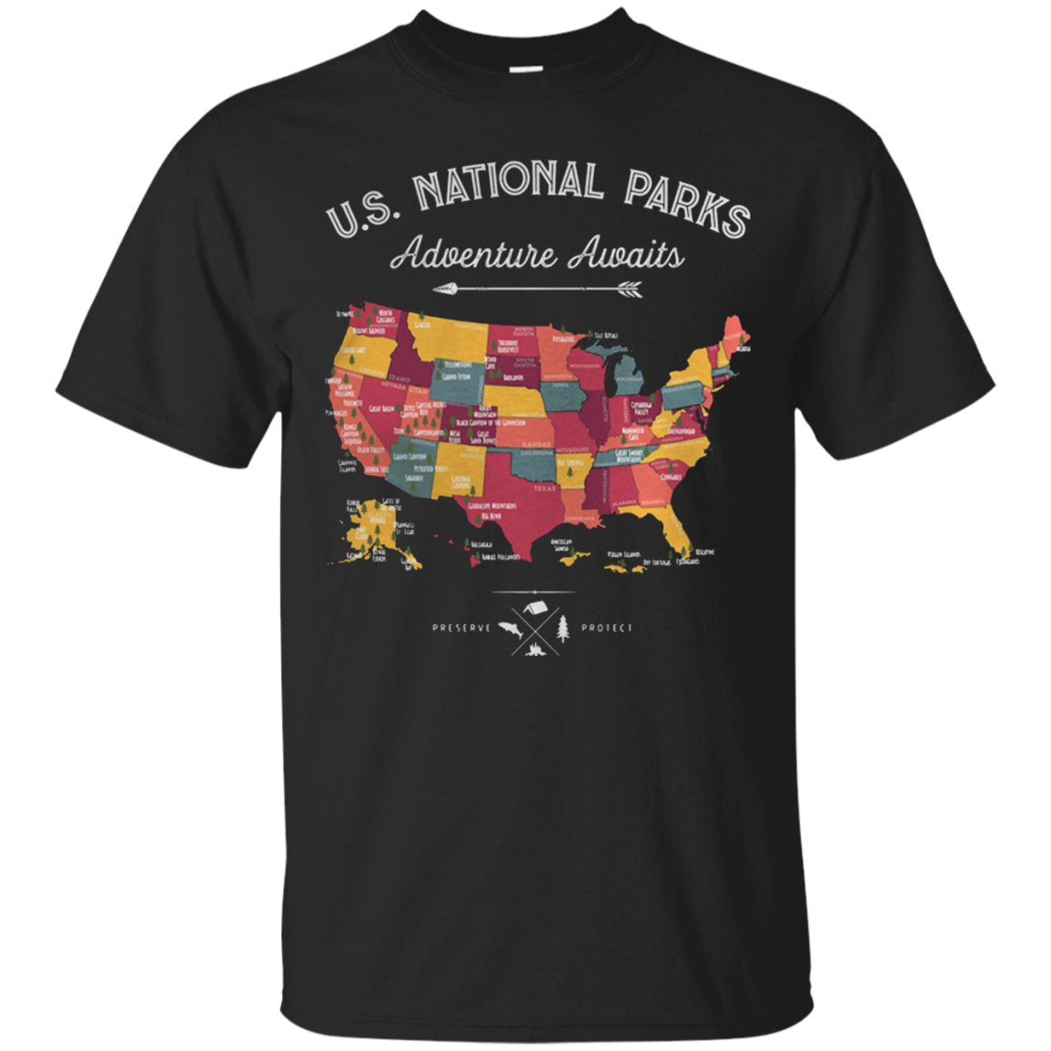 Cover Your Body With Amazing Us National Parks Adventure Awaits Map T Shirt - Tula Store