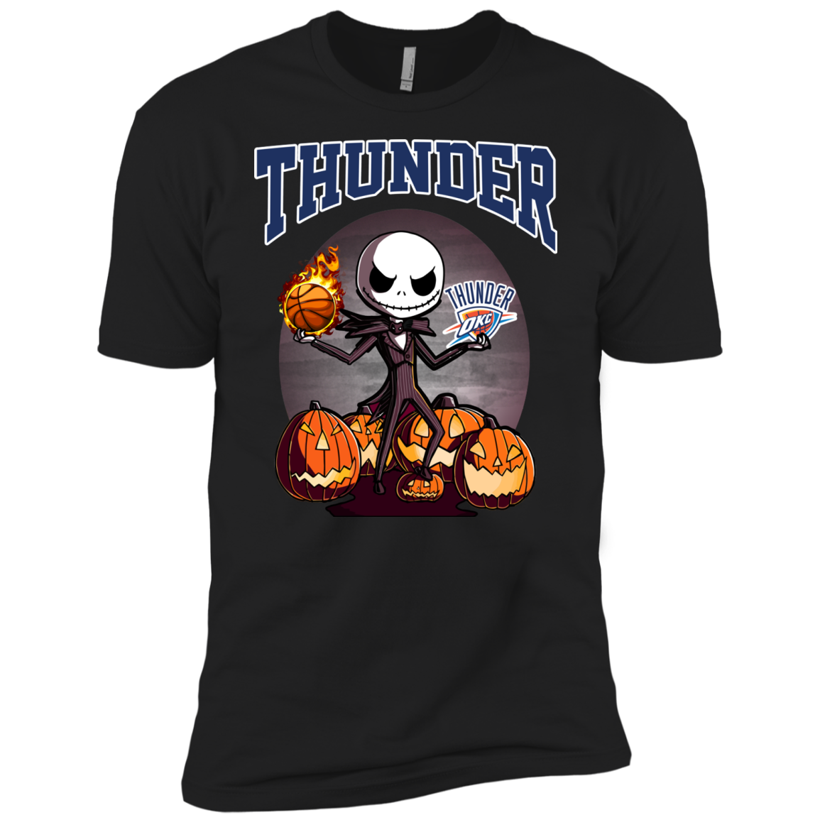 High Quality Jack Skellington Halloween Shirt For Oklahoma-city-thunder Fans Short