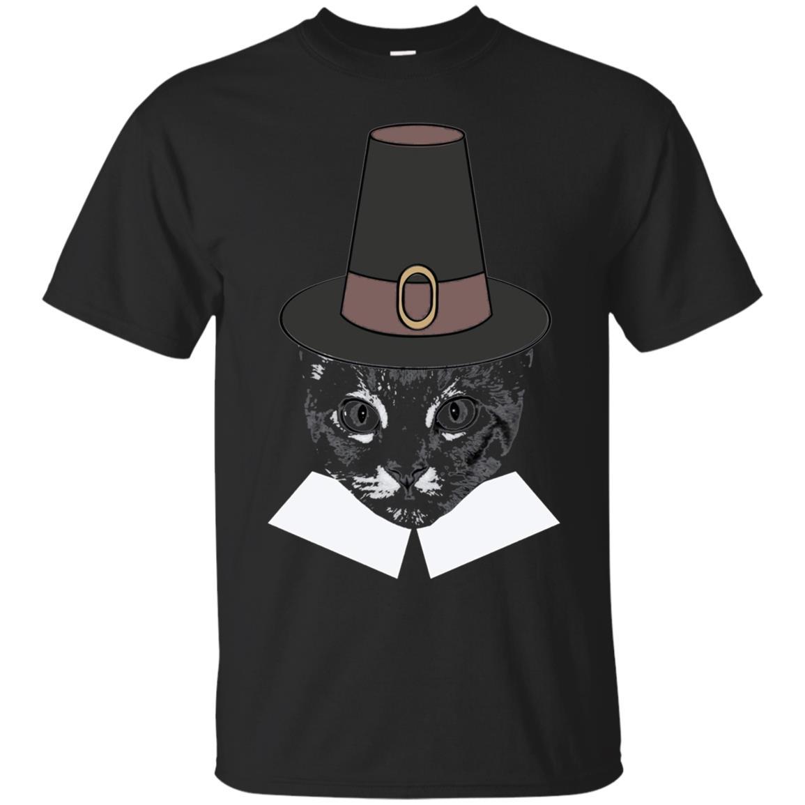  Thanksgiving Holiday Funny Cat Pilgrim T Shirt