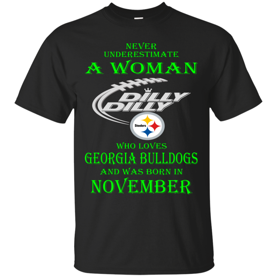 Get Here Never-underestimate-a-woman-who-loves-georgia-bulldogs-and-was-born-in Shirts