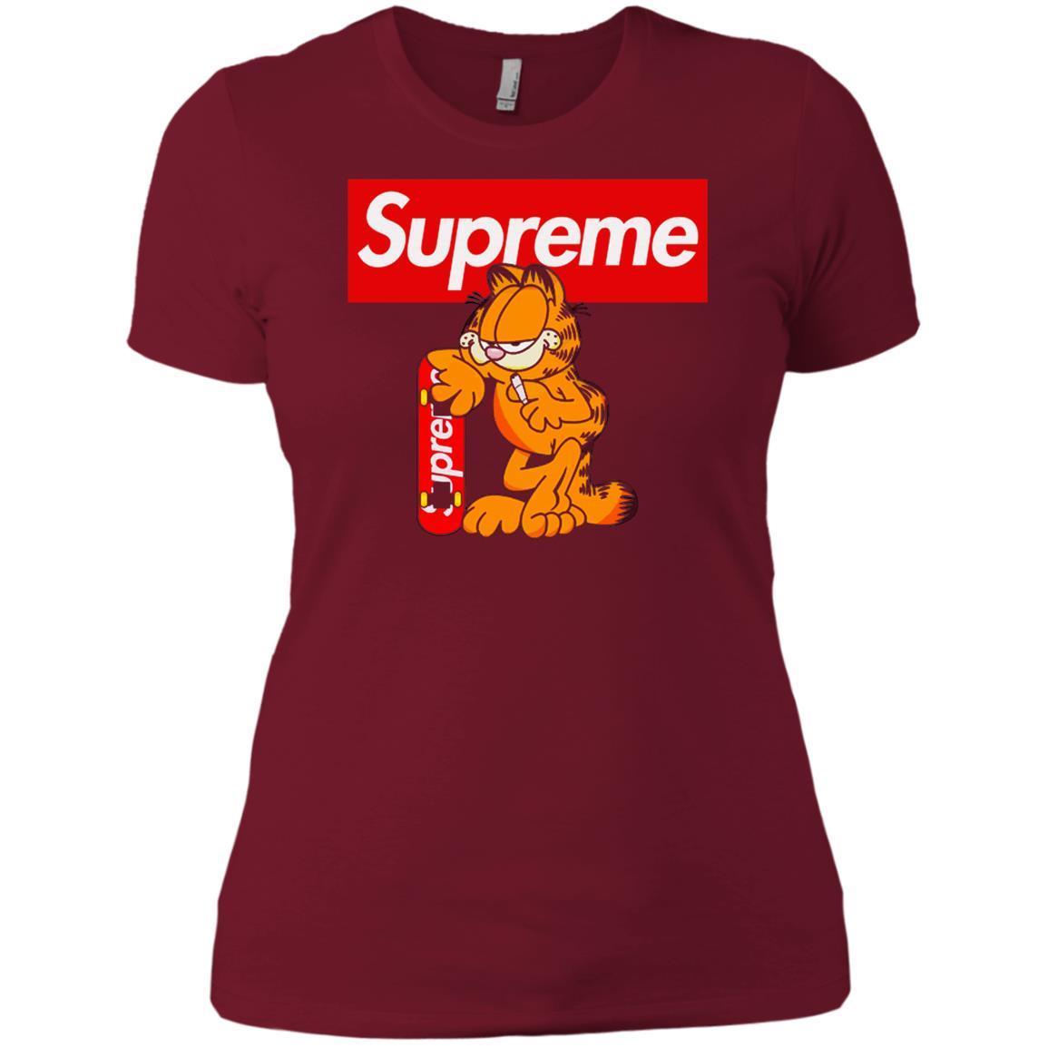 Shop Supreme Garfield Skateboard And Smoke T-shirt