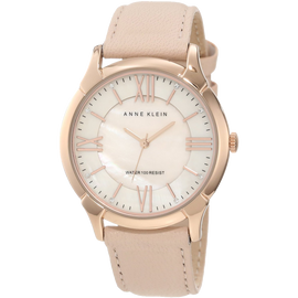 Anne Klein Womens AK 1010RGLP Rose Gold Tone Watch with Swarovski Crystals and Leather Band