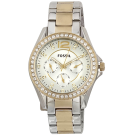 Fossil Womens ES3204 Riley Silver and Gold Tone Watch