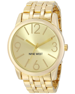 Nine West Womens NW 1578CHGB Champagne Dial Gold-Tone Bracelet Watch