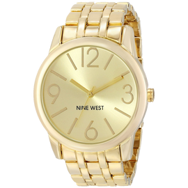 Nine West Womens NW 1578CHGB Champagne Dial Gold-Tone Bracelet Watch