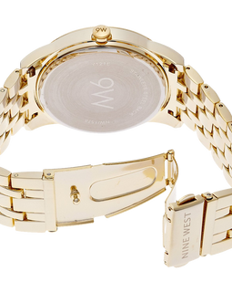 Nine West Womens NW 1578CHGB Champagne Dial Gold-Tone Bracelet Watch