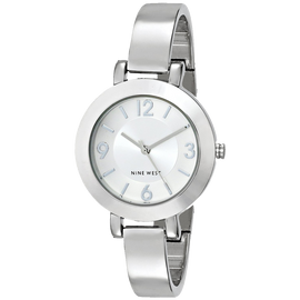 Nine West Womens NW 1631SVSB Silver Tone Sunray Dial and Bangle Watch