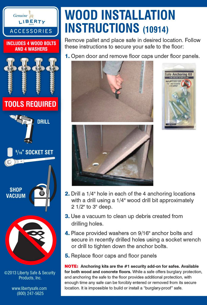 Installation Instructions for Wood Floor Safe Anchoring Kit