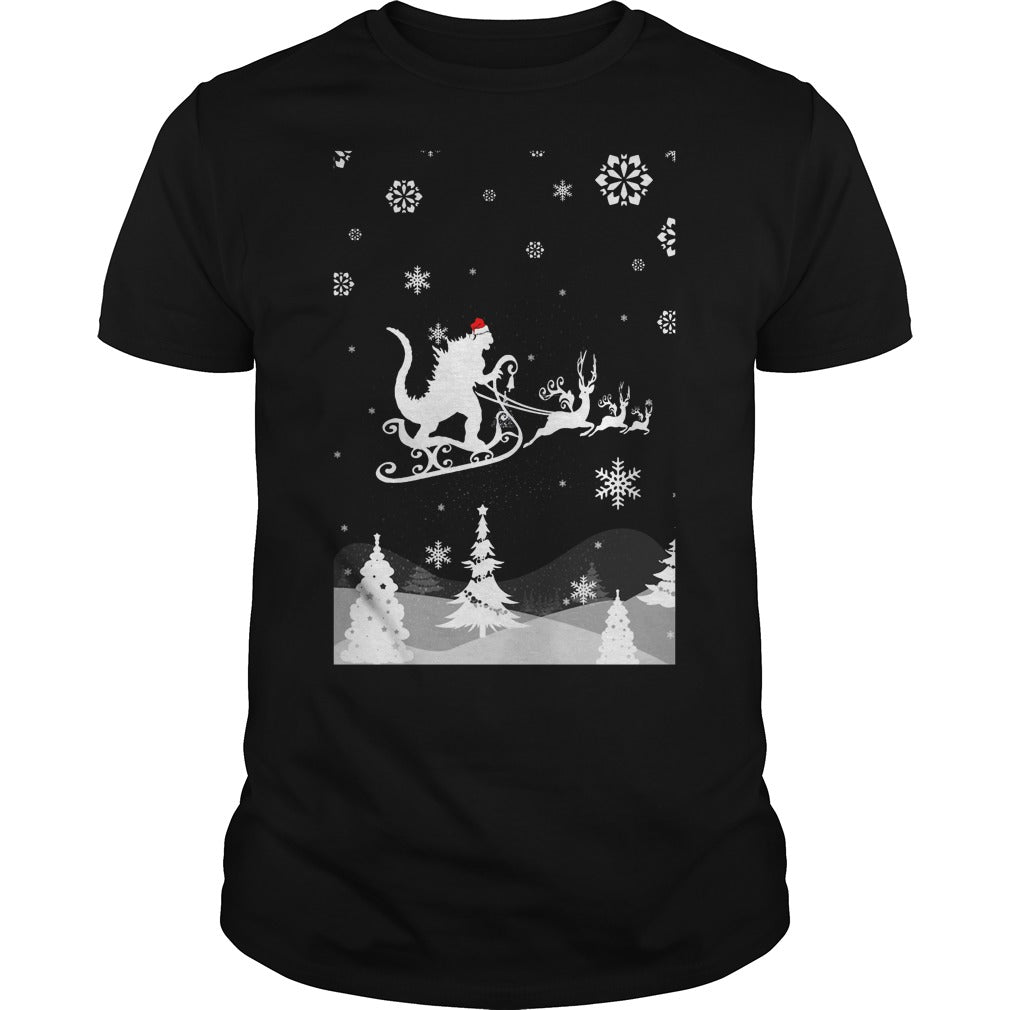 Godzilla Riding Christmas Reindeer Sweater Classic Guys / Unisex Tee - Poppy Store Shirts