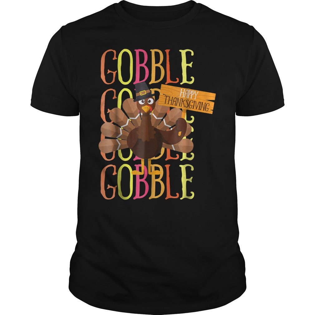 Top Turkey Pilgrim Gobble Thanksgiving Classic Guys Unisex Tee Poppy Store Shirts