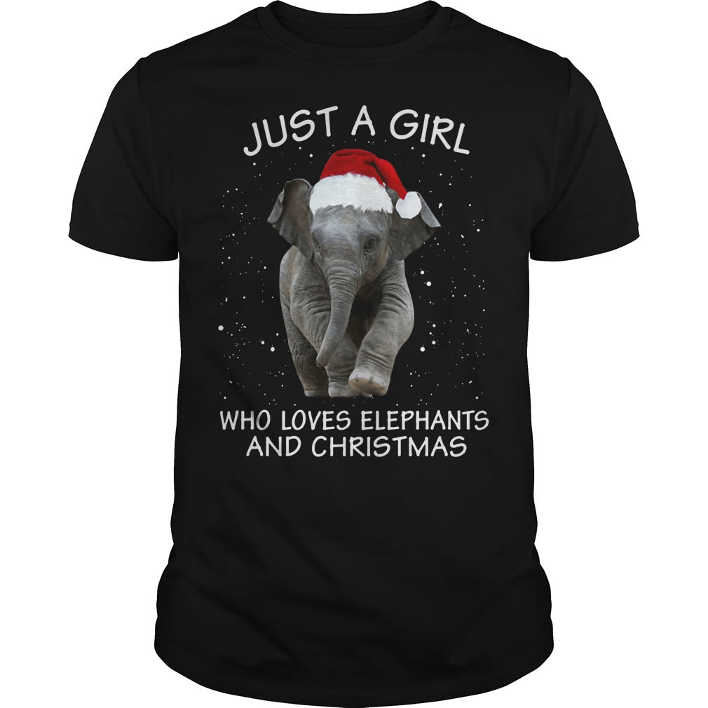 Just A Girl Who Loves Elephants And Christmas Unisex Tee - Poppy Store Shirts