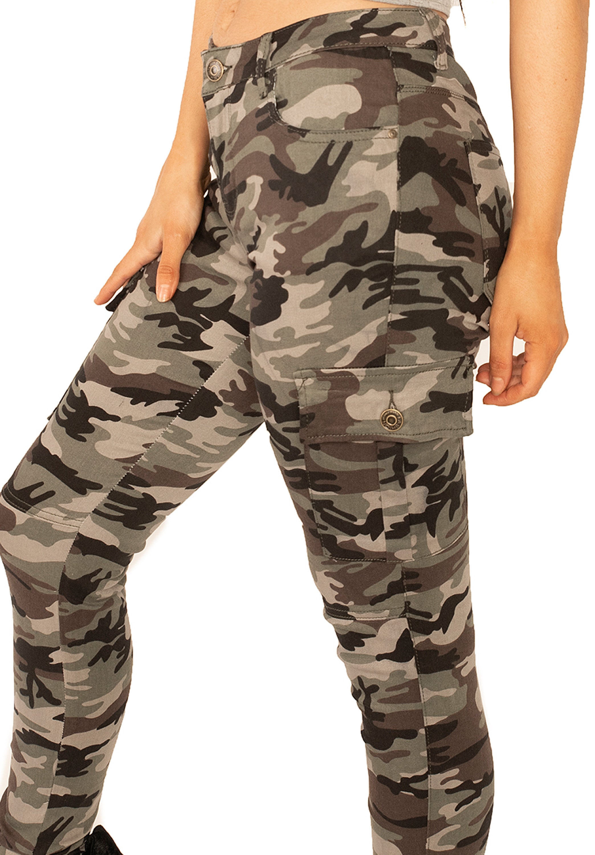 Skinny Camouflage Combat Trousers - Green & Brown – Glamour Outfitters