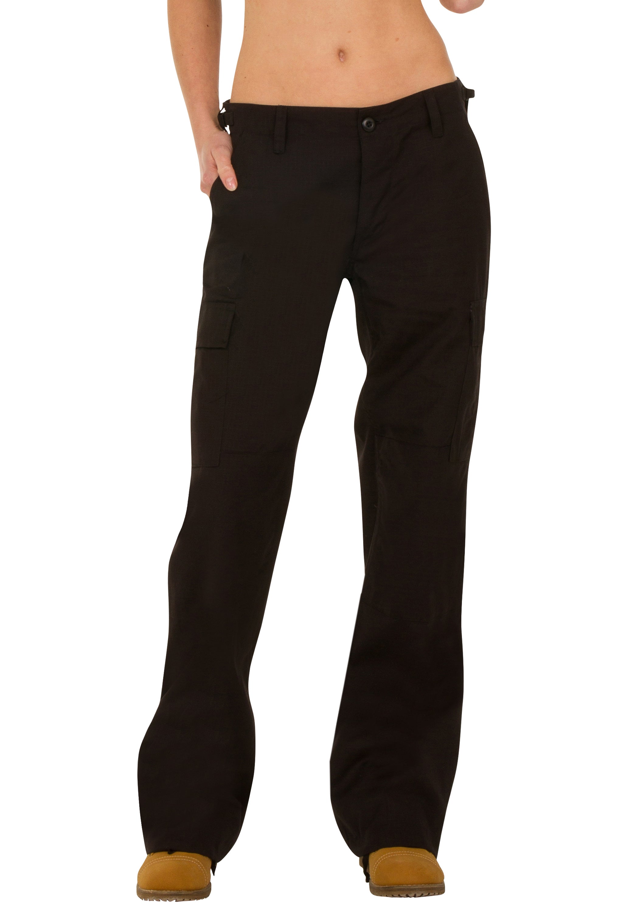 Wide Leg Cotton Cargo Pants Combat Trousers - Black – Glamour Outfitters