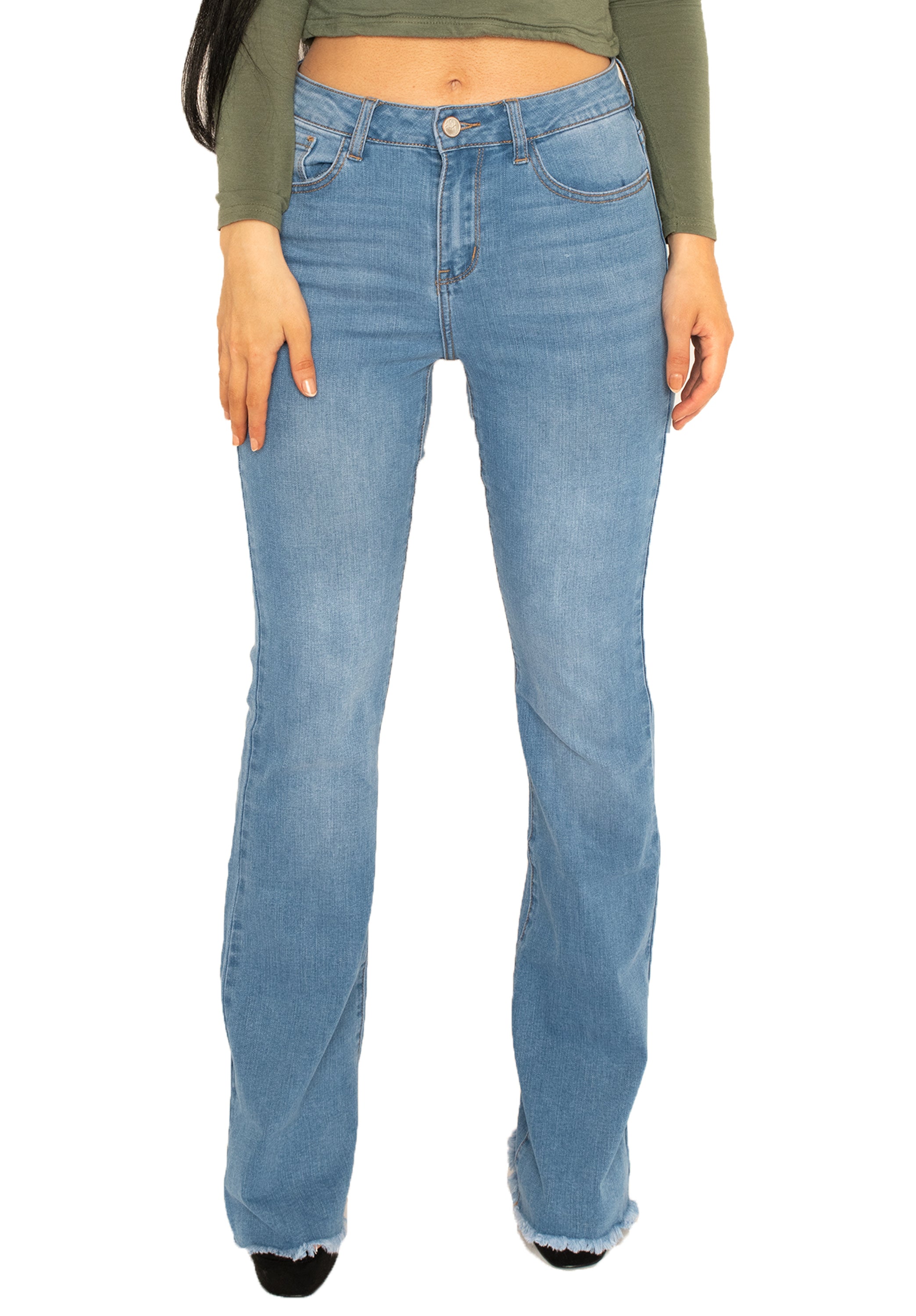Raw Hem Bootcut Jeans Long Leg - Blue – Glamour Outfitters