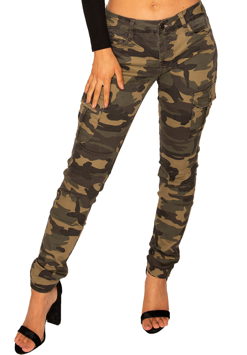 Low Rise Camouflage Cargos Slim Fit - Green – Glamour Outfitters