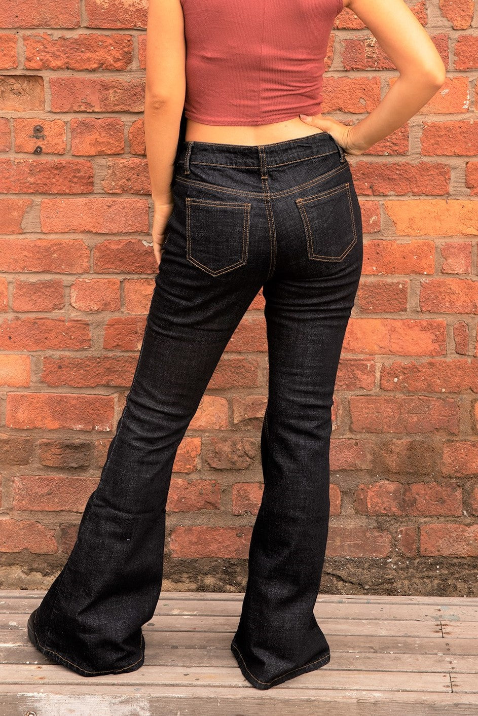 Wide Flared Jeans - Dark Blue Indigo – Glamour Outfitters