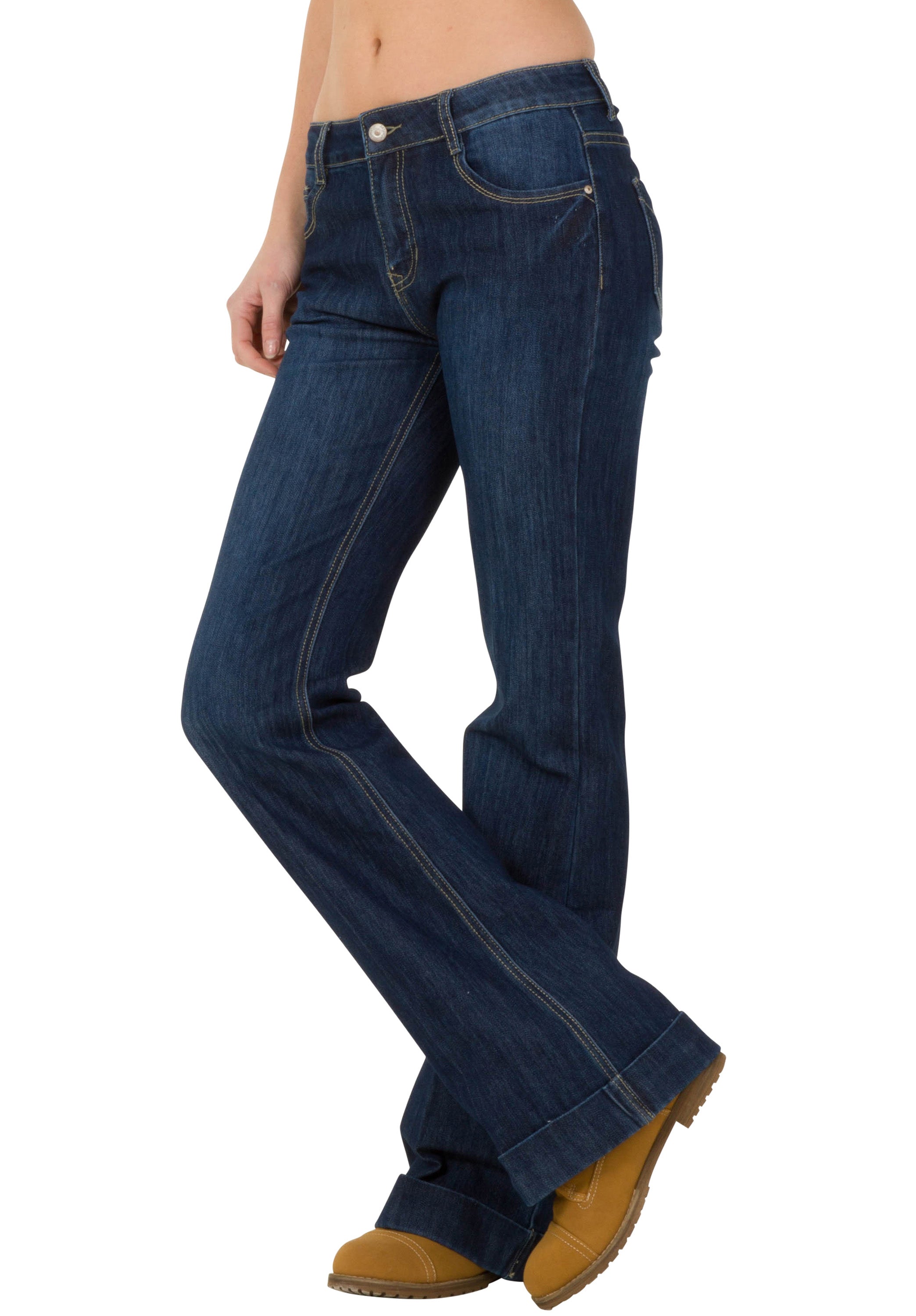 Mid Rise Bootcut Jeans Long Leg - Dark Blue – Glamour Outfitters