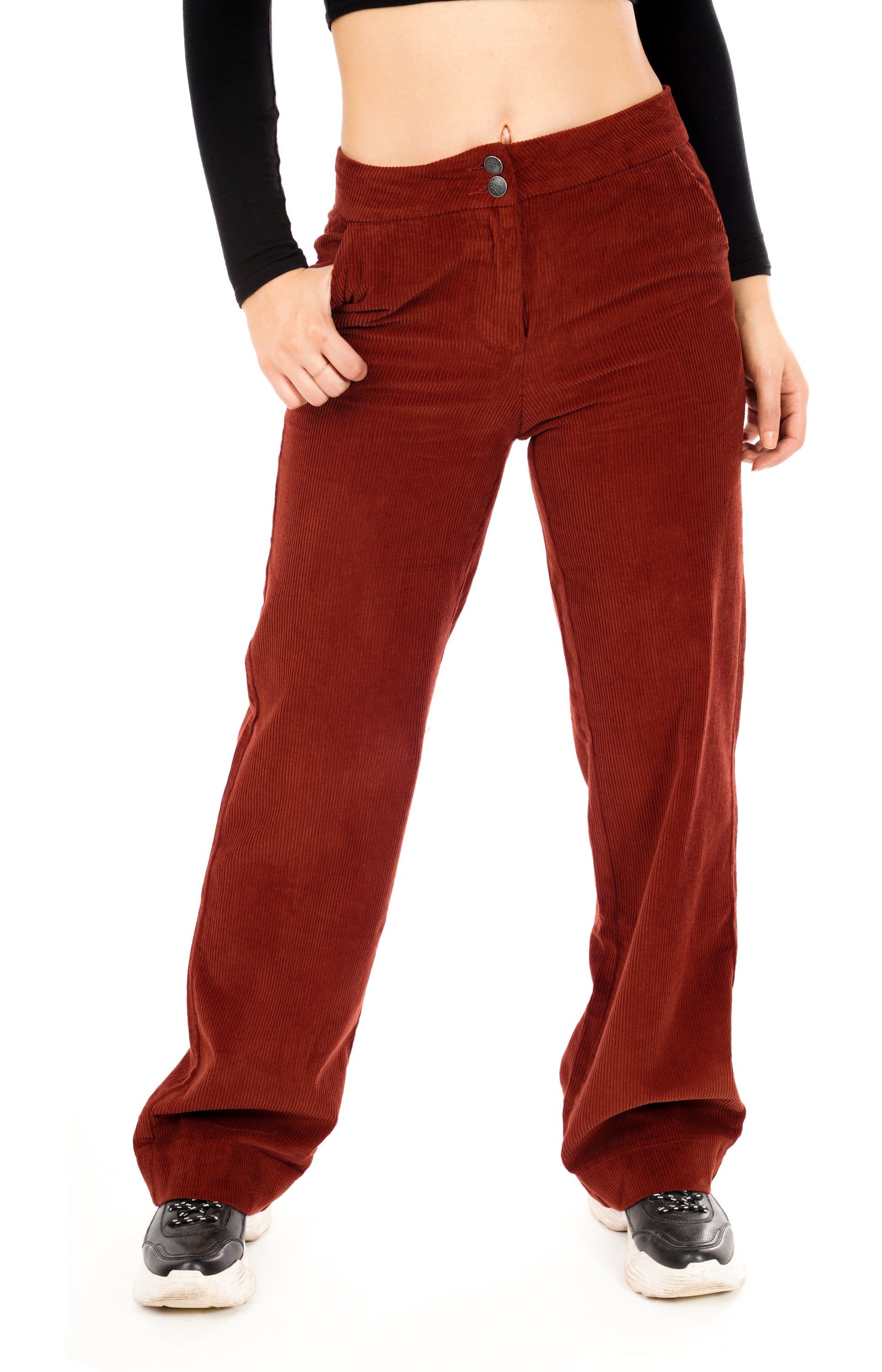 Wide Leg Cords Trousers - Red – Glamour Outfitters