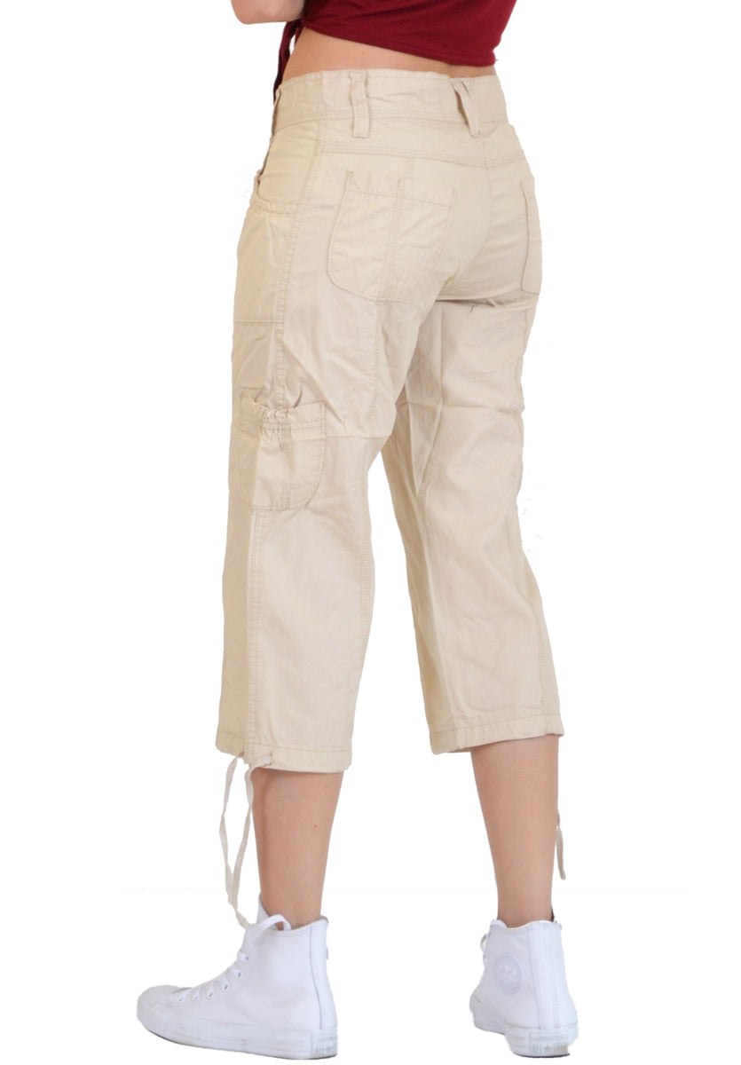 Long Lightweight Cargo Shorts Beige Glamour Outfitters