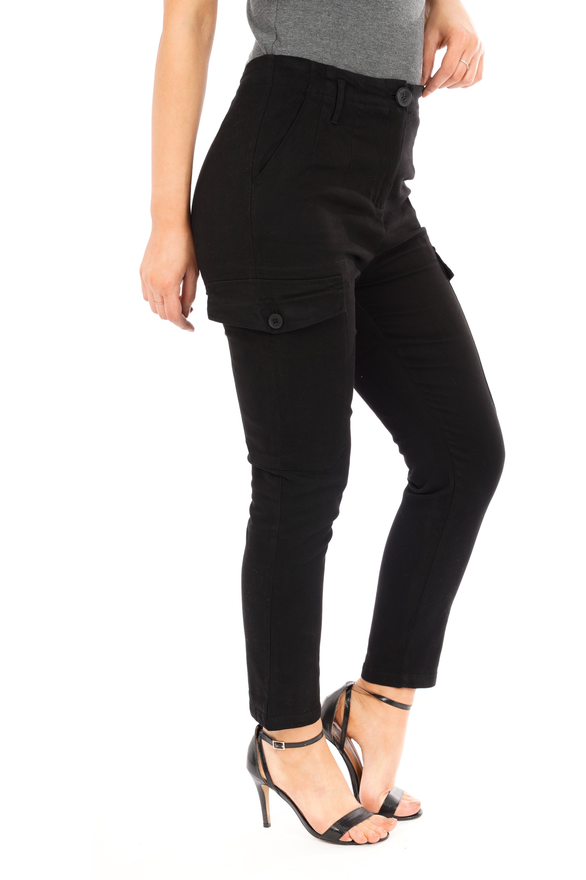 High Rise Cargo Pants Short Leg - Black – Glamour Outfitters