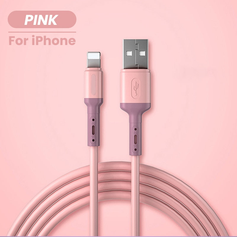 SILICONE CHARGEUR CÂBLE pour IPHONE 14 Pro Max 13 Mini 12 Pro 11 XR Se - 2M  Rose EUR 28,92 - PicClick FR