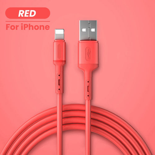 USB Cable For iPhone 14 13 12 11 Pro Max XR XS 8 7 6s 5s Fast Data Charging Charger USB Wire Cord Liquid Silicone Cable 1/1.5/2M