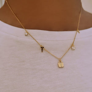 Gold Lock Key Necklace I Dainty Necklace I Safana Jewellery