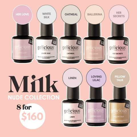 Gelicious milk nude gel nail collection