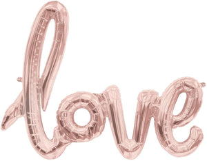"love" Rose Gold Script Foil Banner Balloon - 40"