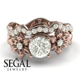 Unique Engagement Ring Diamond ring 14K Rose Gold Diamond 