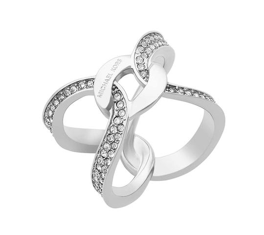 Michael Kors Silver Tone Interlocking Pave Clear Crystal Ring (Sizes 7 –  D'ore Jewelry