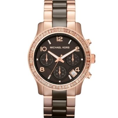 Michael Kors Women's Runway Brown & Rose Gold-Tone Stainless Steel Wat –  D'ore Jewelry